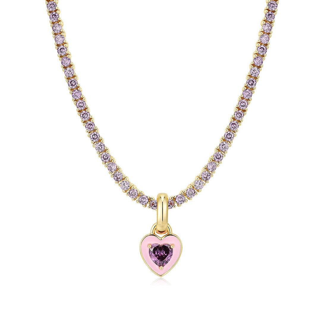 Wholesale Colored Zircon Titanium Steel Necklaces